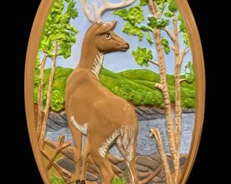 1329 - Ceramic 3D Deer Wall Art by Holland Molds (Description): 10 x 15.5 x 1