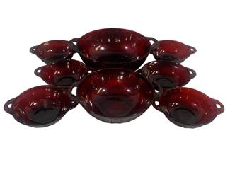 5939 - 8 Red Glass Bowls - 8" Round