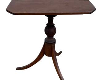 4971 - Vintage Tea Tilt Top Table - 28 x 26 x 19 (Description): As Is Split on Top