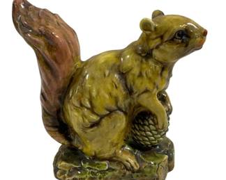 1343 - Enesco Squirrel Glazed Ceramic Figure (Description): 9 x 9 x 4