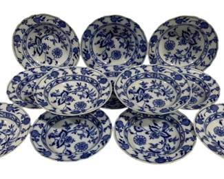 5604 - 12 English Meissen Blue Onion - 8.25" Bowls