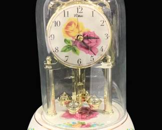 6901 - Waltman Ceramic Glass Dome Clock - 9.5" Tall (Description): Used as is electric/electronic/mechanical  item. No guarantee all components, untested.