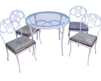 4974 - Brown Jordan 5pc Iron Patio Dinette Set (Description): with cushions, Table - 29 x 36, Chairs - 32 x  16 x 17