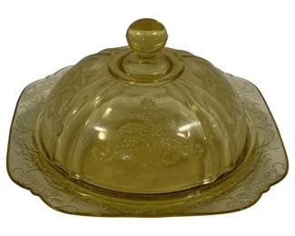 5554 - Federal Amber Madrid Dish w/ Lid - 7 x 7 x 4