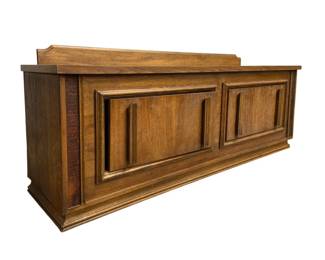7569 - Mid-Century 2 Drawer Console w/ Backsplash (Description): 29 x 72 x 19