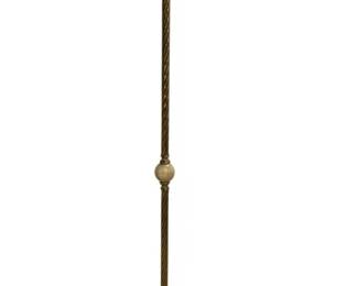 7612 - Vintage Floor Lamp w/ Agate Ball Column & Base (Description): The lamp includes an onyx or marble ball  detail above an ornate openwork cast base  with scrolling foliate design, raised on four  small feet. The fixture is fitted with  double pull-chain sockets. Complete with electrical cord. Used as is electric/electronic/mechanical  item. No guarantee all components, untested.