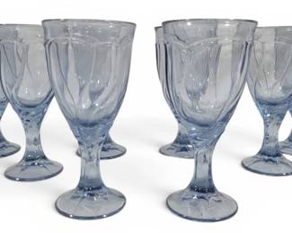 348 - Noritake Sweet Swirl Light Blue Assorted Goblets (Description): 4 Water Goblets - 7.5" 4 Wine Goblets - 7.25"