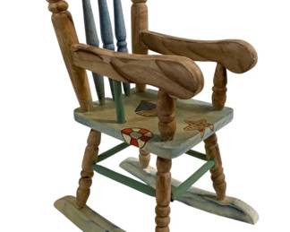 6766 - Wood Doll Rocking Chair - 12 x 8.5 x 5