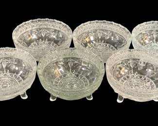 5851 - 6 Indiana Glass Bird & Strawberry Bowls - 4" Round