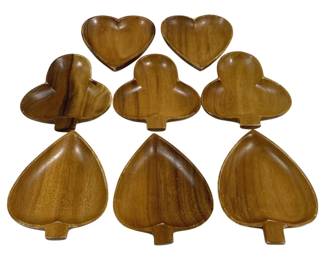 4335 - 8 Vintage Playing Card Suit Wooden Snack Dishes