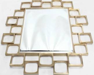 9751 - Modern History Pesaro wall mirror - brushed gold (Description): 48 x 42, new in crate & box