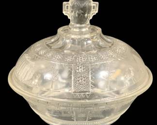 6805 - EAPG Adams & Co Egyptian Revival Candy Dish (Description): 5.5 x 5.5
