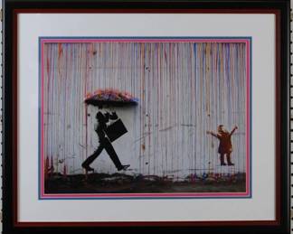 9022 - Raining Paint by Banksy (Description): 26 X 21