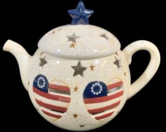 6715 - Ceramic Teapot Candle Holder - 7.5 x 8