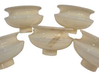 1438 - 5 Art Glass Shades 5" (Description): A set of five art glass shades for light  fixture. Each shade measures 5 inches.