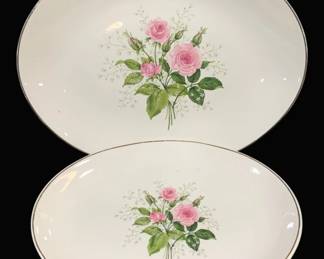 6110 - 2 Hall's Heather Rose Platters (Description): 4 x 8.5 10 x 13