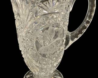 5814 - Hofbauer "The Byrdes" Crystal Pitcher (Description): 9.25 x 8