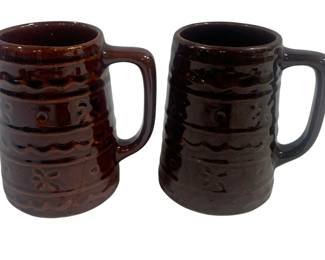 5902 - 2 Mar Crest Stoneware Mugs - 5.25" Tall