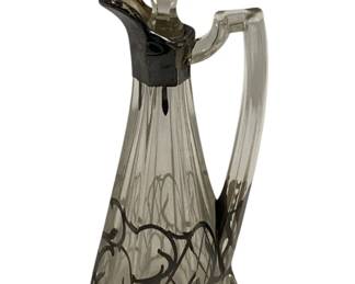 6799 - Vintage Silver Overlay Cruet - 9" Tall