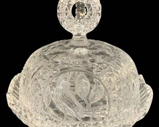 5795 - Hofbauer "The Byrdes" Crystal Cheese Dish (Description): 6.5 x 7