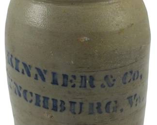 580 - RARE William Kinnier & Co Lynchburg VA Crock (Description): 1.5 gallon - 5 x 8
