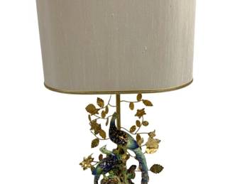 6858 - Italian Table Lamp w/ Porcelain Birds - 22.5" Tall (Description): Used as is electric/electronic/mechanical  item. No guarantee all components, untested.