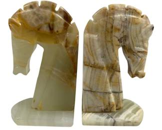 1364 - Carved Stone Horse Bookends - 7 x 4
