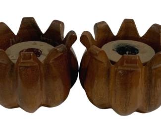 4144 - 2 Wood Candleholders - 3 x 3.25