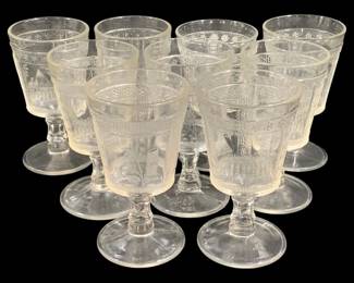6806 - 9 EAPG Egyptian Revival Water Goblets (Description): Adams & Co. 6" Tall