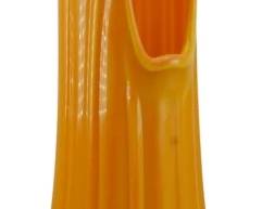 862 - L.E. Smith Bittersweet Swung Glass Vase 21" (Description): Mid Century L.E. Smith Bittersweet swung  glass vase in a vibrant orange-yellow  gradient coloration. This striking piece  features the characteristic elongated, pulled  form with dramatic asymmetrical peaks and elegant ribbed detailing at the tapered base.  Measures 21 inches tall.