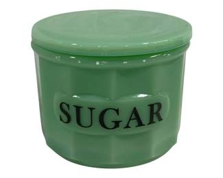 6368 - Jadeite Sugar Jar w/ Lid - 4.25 x 3.5