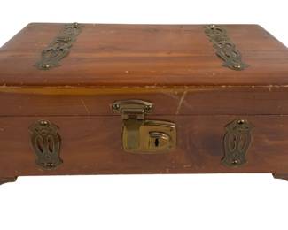 6646 - Vintage Wood Trinket Box - 11.5 x 4 x 7.5