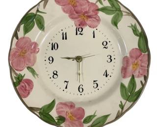 6909 - Franciscan Desert Rose Clock - 11" Round (Description): Used as is electric/electronic/mechanical  item. No guarantee all components, untested.