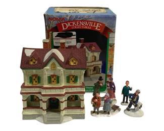 6638 - Dickensville Lighted House w/ People in Box (Description): Used as is electric/electronic/mechanical  item. No guarantee all components, untested.