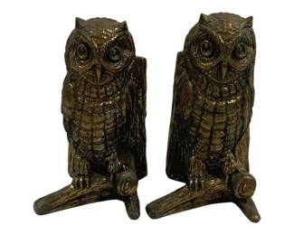 6660 - Pair Hampton Brass Owl Bookends - 8 x 3.5 x 4