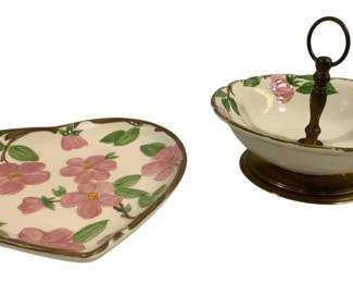 6927 - Franciscan Desert Rose Compote Bowl & Heart (Description): Server. 6.5 x 8
