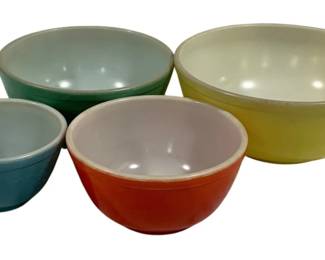 5566 - Pyrex Primary Color 4pc Mixing Bowl Set (Description): 10.5" Round