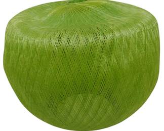 943 - Mid Century Green Woven Fiber Lampshade (Description): Mid Century green hanging lampshade featuring  a woven fiber construction with a  distinctive diamond lattice pattern. The  shade has a rounded drum shape with a  slightly tapered top. Measures 12 inches by 14 inches.