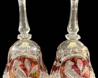 5821 - 2 Pc Set Hofbauer "The Byrdes" Crystal Bells (Description): 8 inches tall