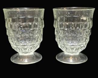 332 - 4 Clear Crystal 10oz White Hall Tumblers (Description): 4.5" Tall