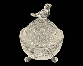 5835 - Hofbauer Crystal Byrdes Footed Candy Dish (Description): 3.75 x 6 x 4