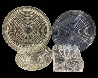 6702 - 4 Assorted Glass Plates & Dish