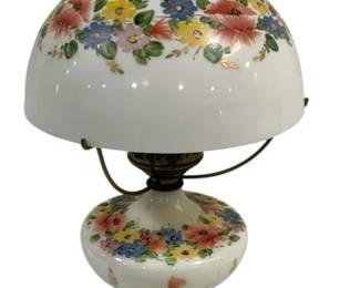 6864 - Painted Glass Shade Lamp - 20" Tall (Description): Used as is electric/electronic/mechanical  item. No guarantee all components, untested.