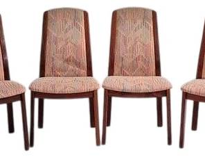9267 - Set of 4 Upholstered Mid-Century Dining Chairs (Description): Staining on the Tops of Chairs. 37 x 20 x 16