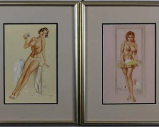 9095 - Set of 2 Pin Ups by Alberto Vargas (Description): 15.5 X 19.5