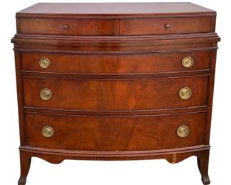 4959 - Bow Front 2 Over 3 Drawer Mahogany Chest (Description): Top 2 Drawers are Felt Lined - 35 x 36 x 16