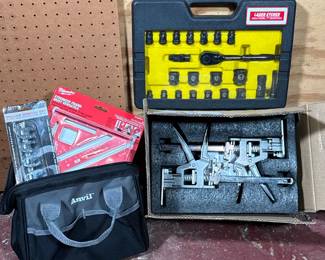 STANLEY SOCKET SET, MILWAUKEE RAFTER SQUARE, SUNEX WRENCHES AND ARM LIFTERS