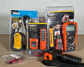 (4pc) KLEIN TOOLS AND IDEAL ELECTRICAL TEST KITS AND INFRARED THERMOMETER