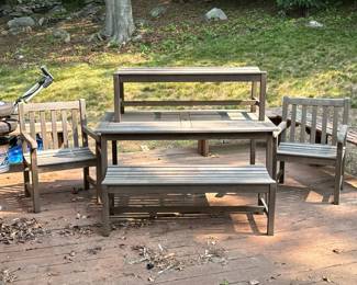 CLAUDE PICKENS TRADING LTD. FIVE-PIECE WOODEN OUTDOOR DINING SET
