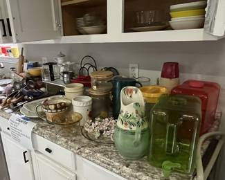 Jugs and pitchers, canisters, napkin rings, dishes, and utensils